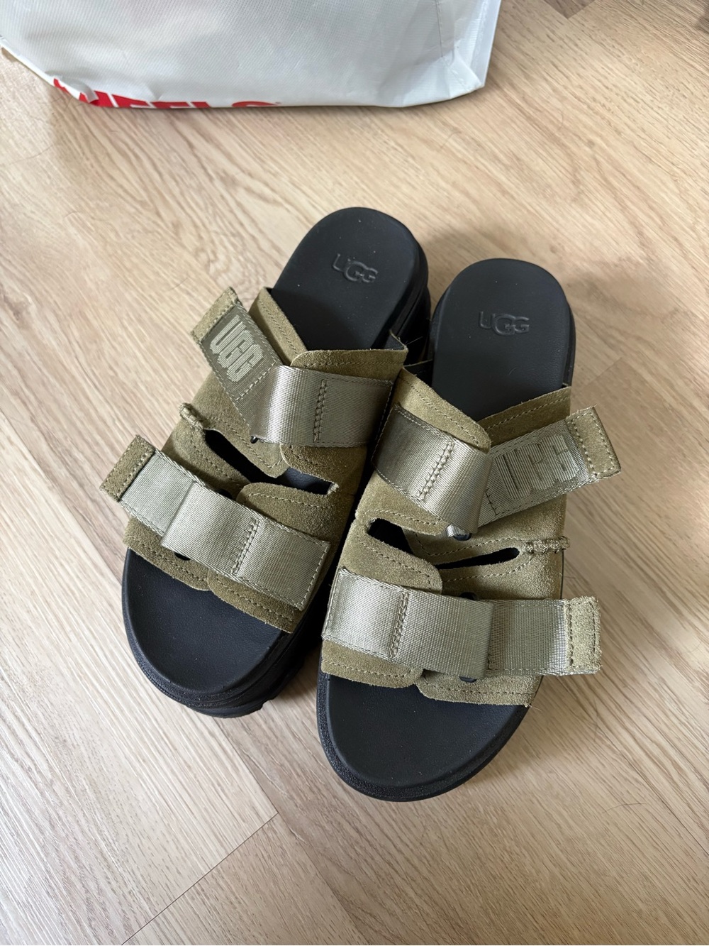 UGG Olive Green Adjustable Strap Sandals